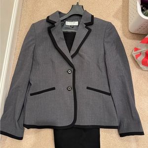 Tahari black suit with gold details